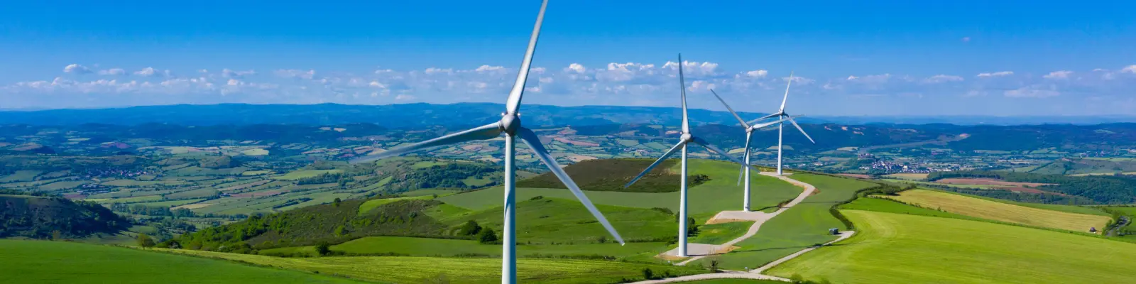 Wind turbines in a field